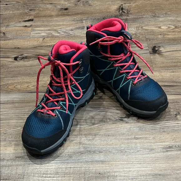 Women's Athletic Hiking Shoes - Navy and Pink - Picture 1 of 9